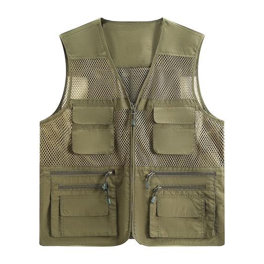 Men's breathable multi-pocket vest khaki
