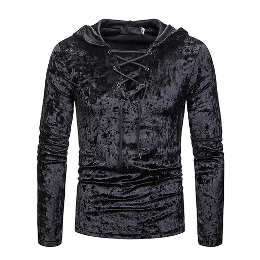 Men's Raglan Hooded Short Sleeve T-Shirt Burgundy