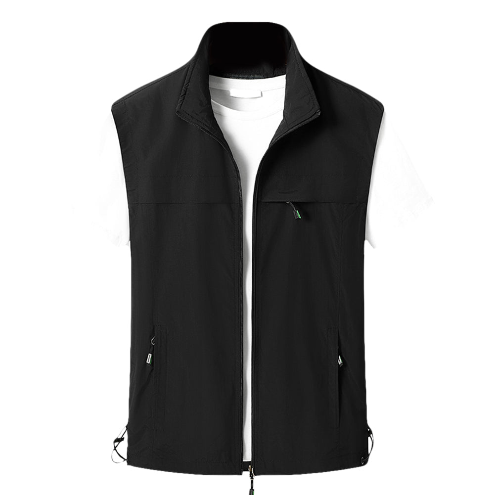 Men's solid color zipper vest black