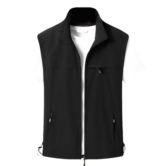 Men's solid color zipper vest black