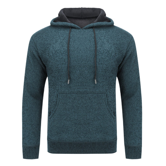 Men's hooded solid colored hoodie dark green