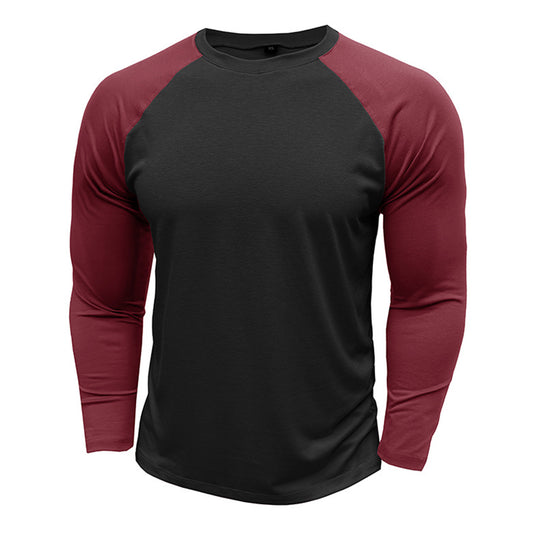 Men's Color Block Long Sleeve T-Shirt Purple