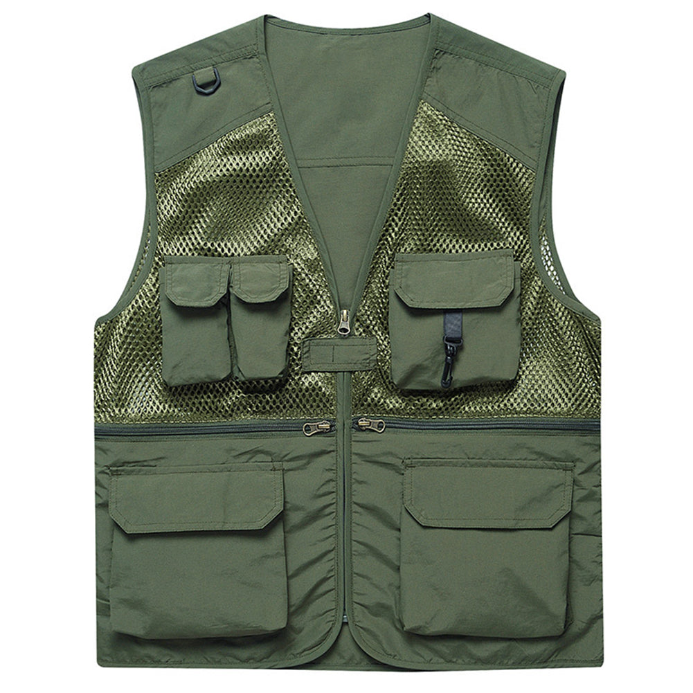 Men's V-neck mesh casual vest military green