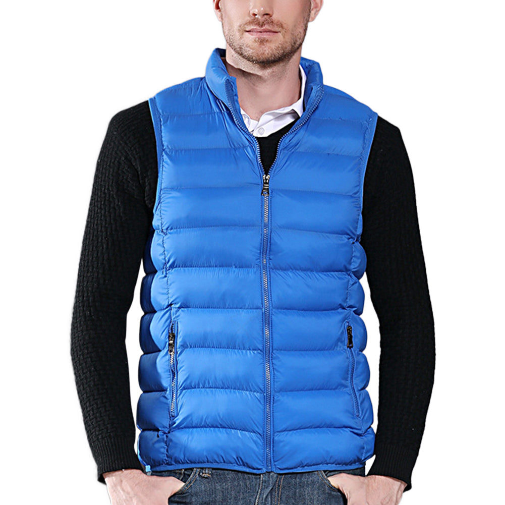 Men's lightweight down cotton vest light blue