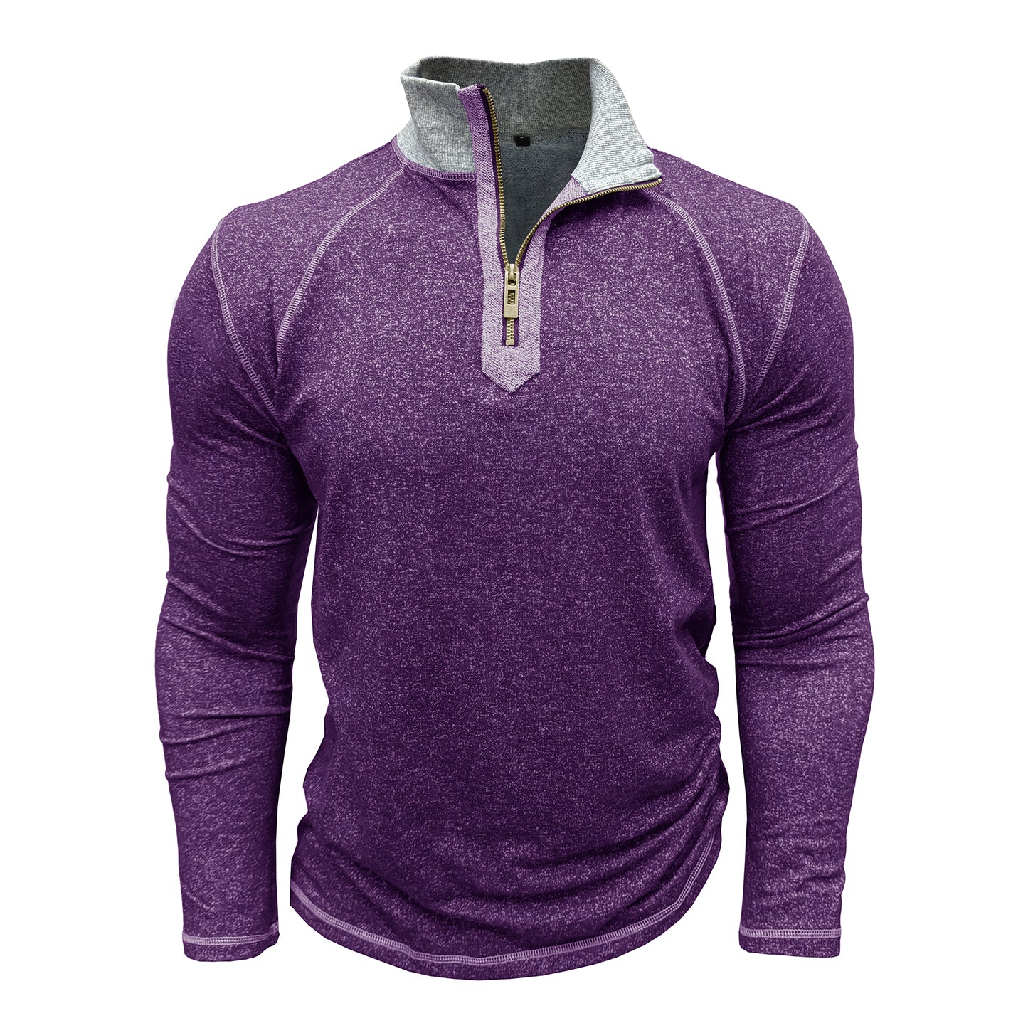 Men's button-down zip t-shirt purple