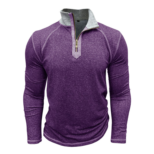 Men's button-down zip t-shirt purple