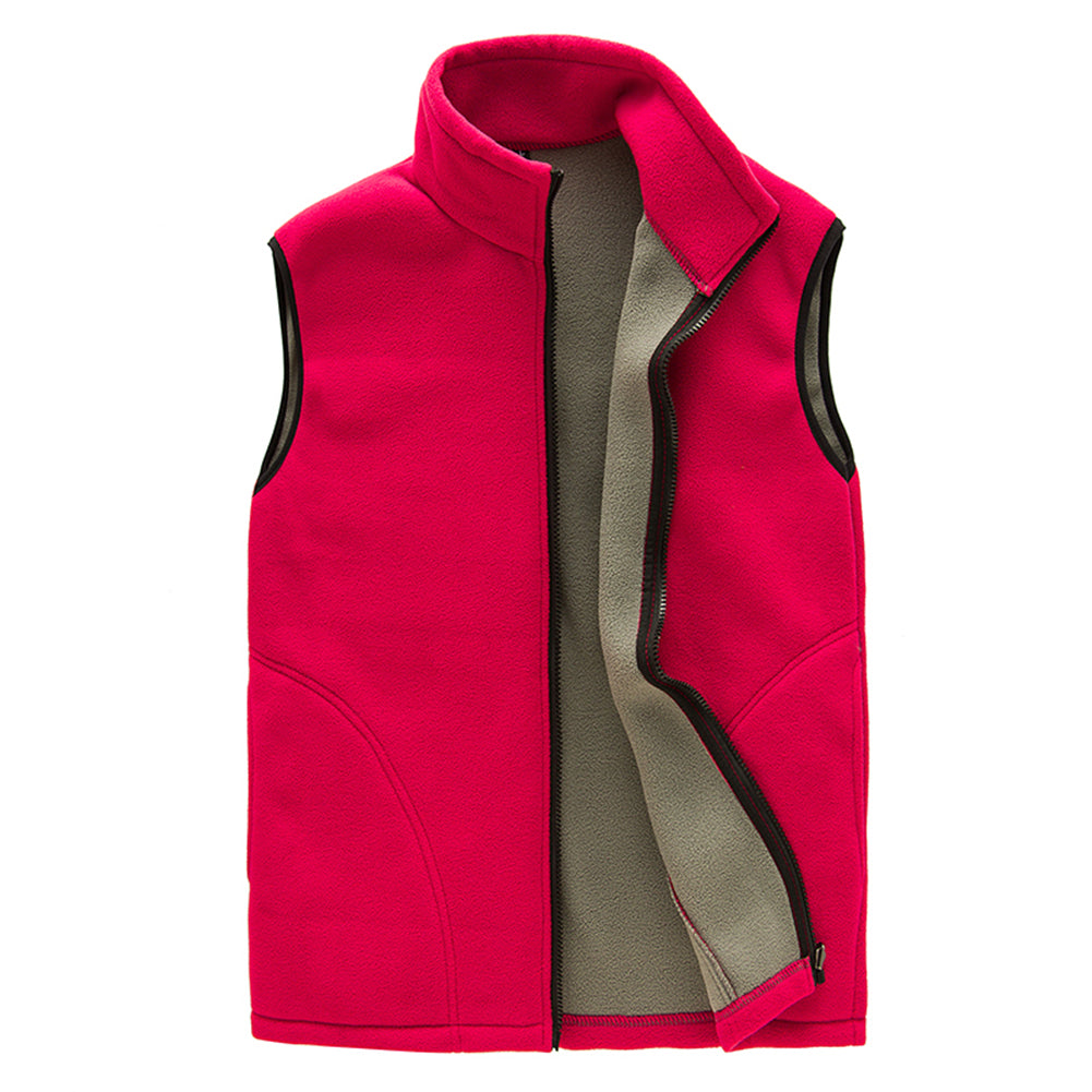 Men's solid color zipper vest, big red