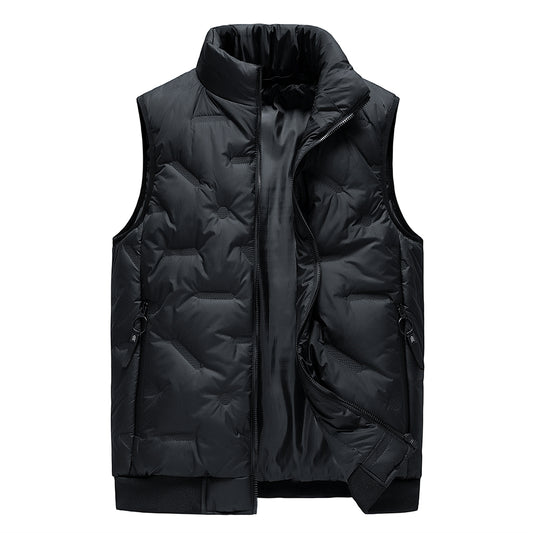 Men's solid color stand collar vest black