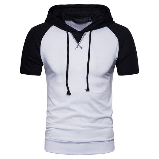 Men's Raglan Hooded Short Sleeve T-Shirt Light Gray