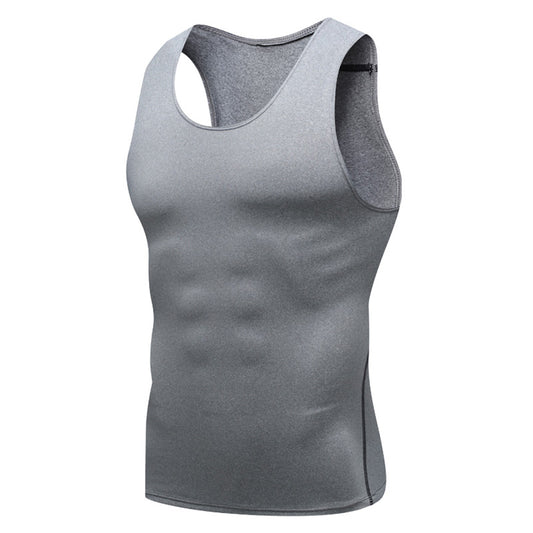 Men's Stretch Sweat Absorbent Sleeveless T-Shirt 1001 White Gray Line