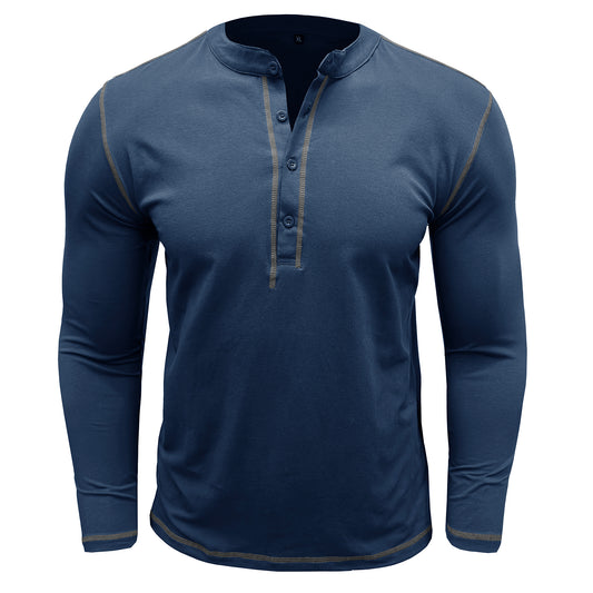 Men's solid round neck slim T-shirt royal blue