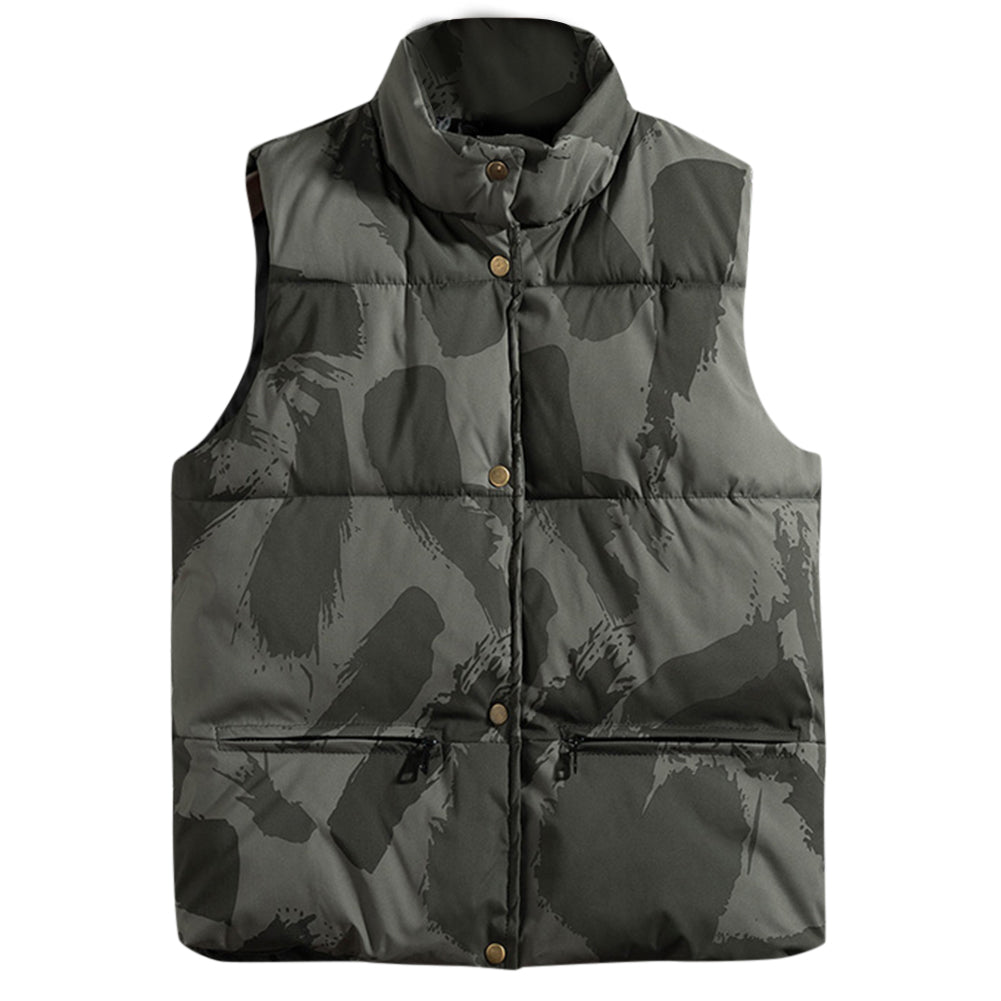 Men's printed patchwork vest in green