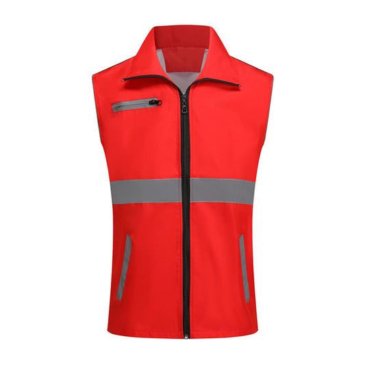 Men's reflective lapel vest in Chinese red