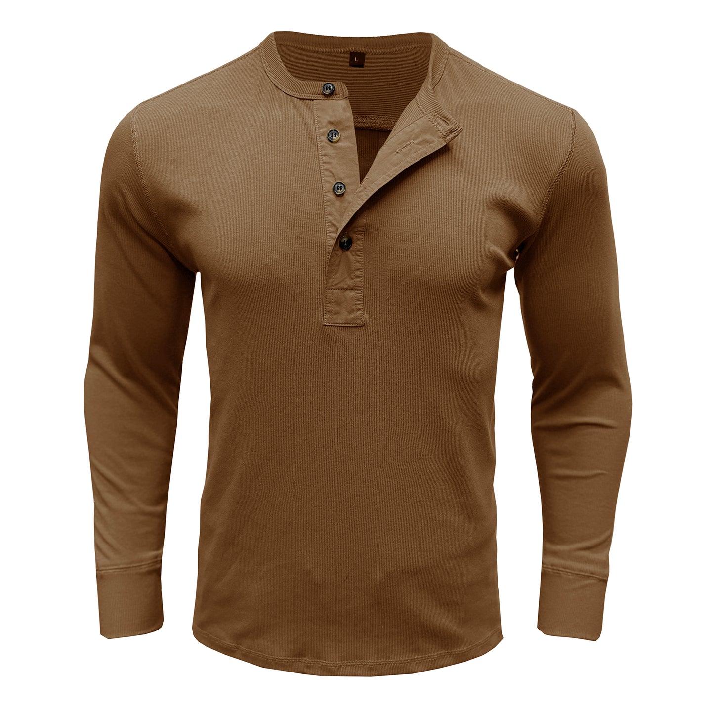 Men's solid round neck slim fit T-shirt Brown