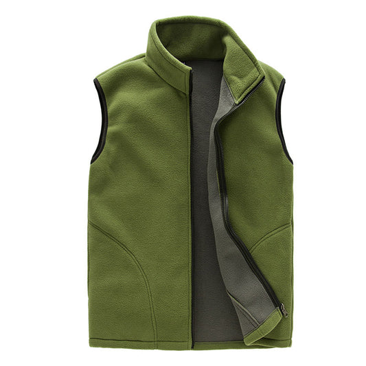 Men's solid color zipper vest, light military green