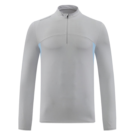 Men's half-zip quick-dry T-shirt, light gray