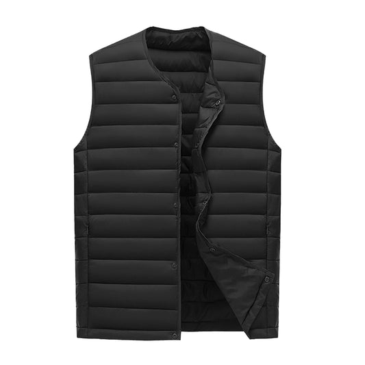 Men's solid color V-neck vest black
