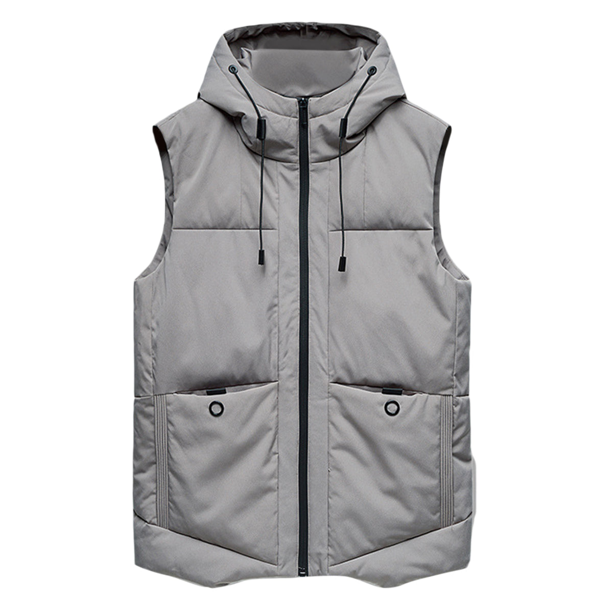 Men's solid color hooded thick vest gray