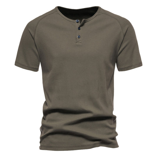 Men's solid color V-neck short-sleeved T-shirt light gray