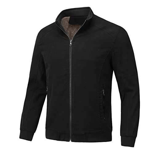 YOUTHUP Mens Bomber Jacket Micro Fleece Lined Spring Casual Cargo Windbreaker Jacket