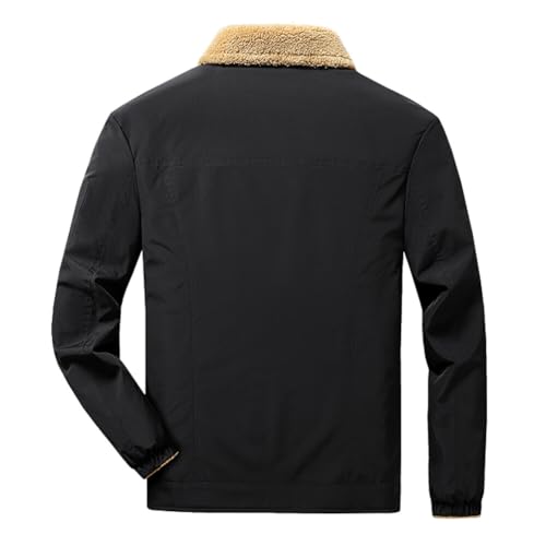 YOUTHUP Men's Jacket Casual Thick Fleece Bomber Jacket Solid Color Classic Jacket Coat Autumn Winter