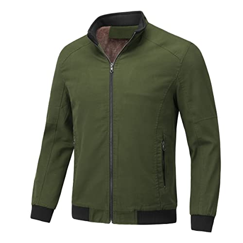 YOUTHUP Mens Bomber Jacket Micro Fleece Lined Spring Casual Cargo Windbreaker Jacket