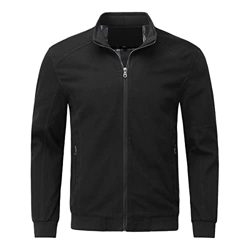 YOUTHUP Men's Jacket Casual Cotton Bomber Jacket Cargo Windbreaker Outwear