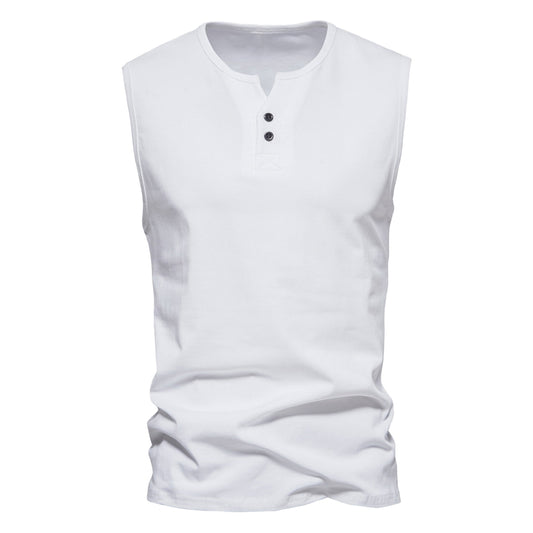 Men's solid color V-neck sleeveless vest white
