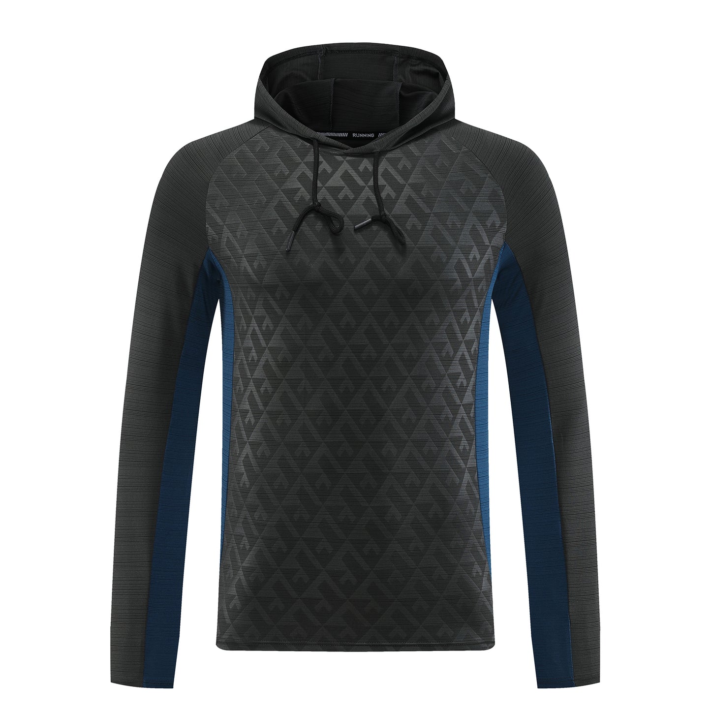 Men's hooded color matching sports sweatshirt dark gray