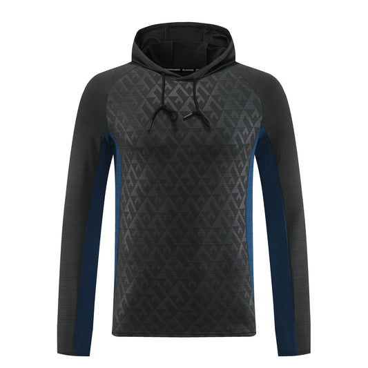Men's hooded color matching sports sweatshirt dark gray