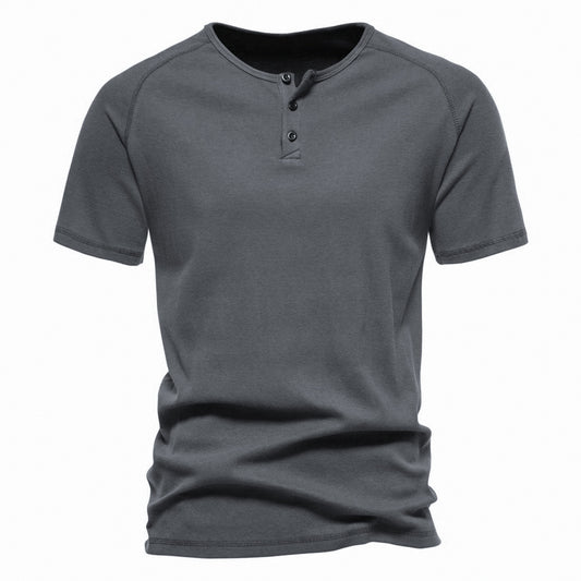 Men's solid color V-neck short-sleeved T-shirt black