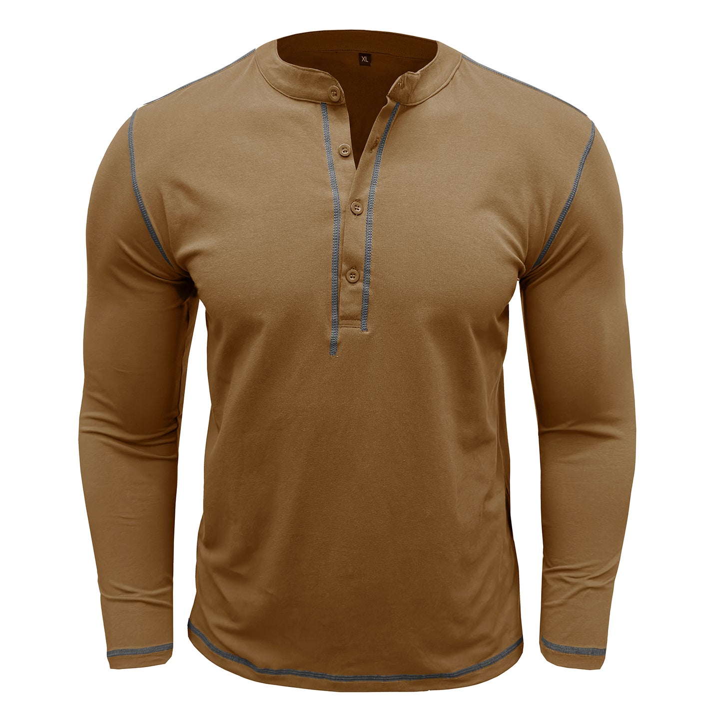 Men's solid round neck slim T-shirt ginger yellow