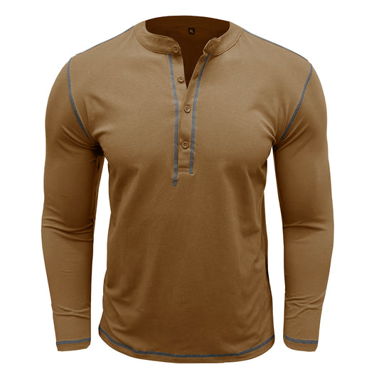 Men's solid round neck slim T-shirt ginger yellow