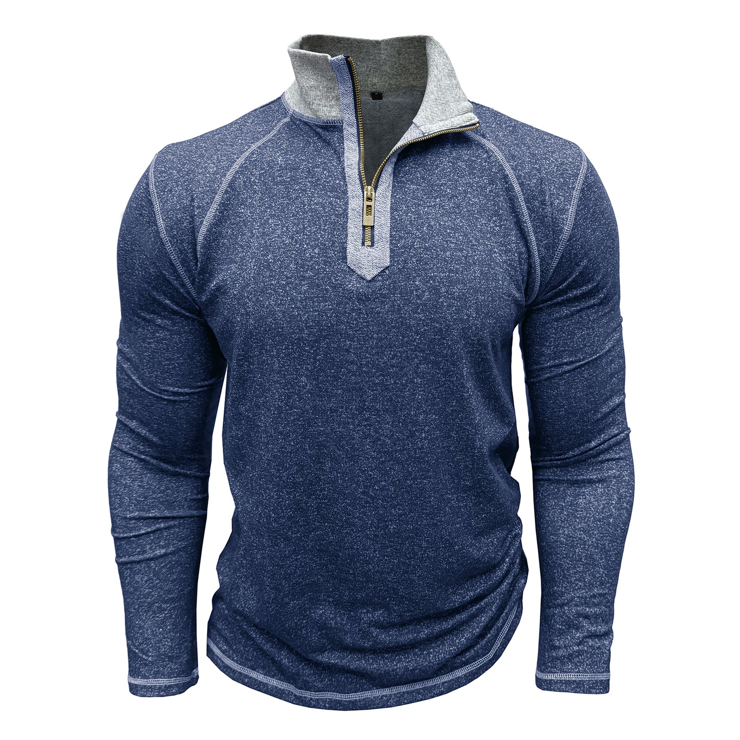 Men's button-down zip t-shirt jeans blue