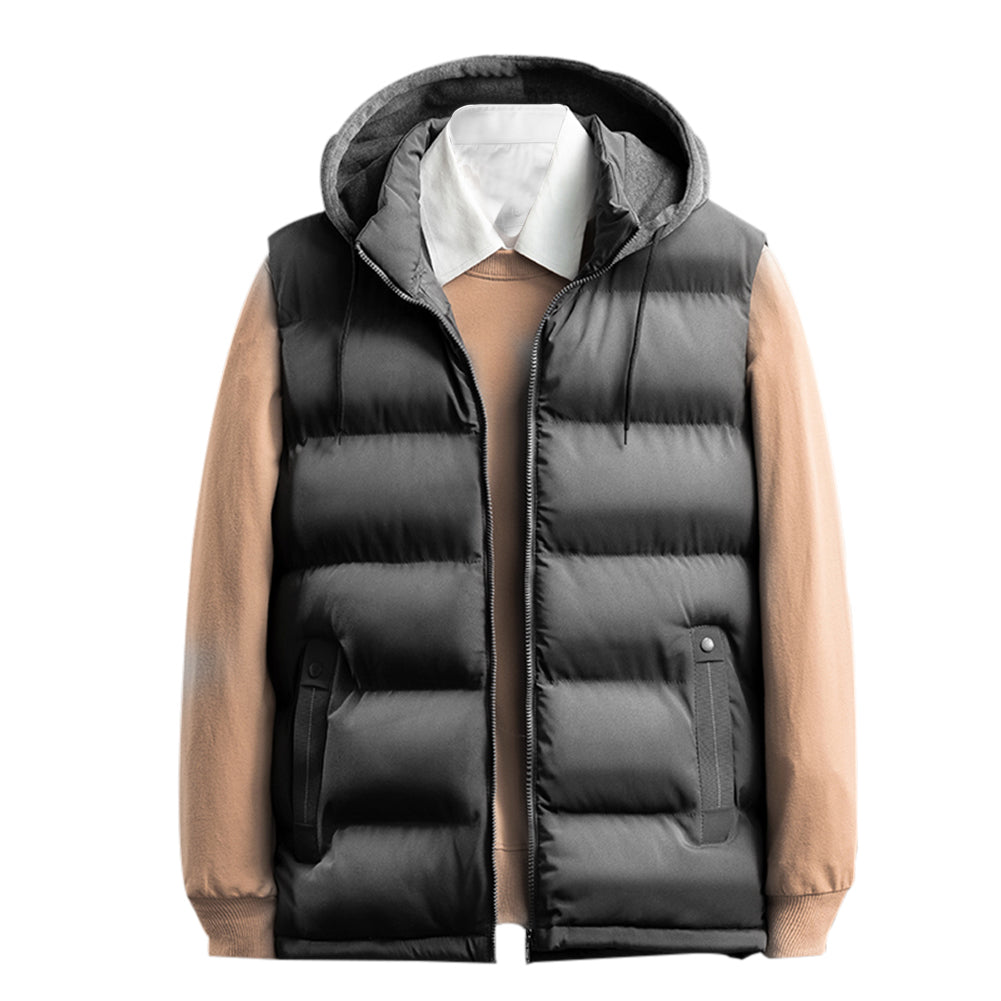 Men's solid hooded vest gray