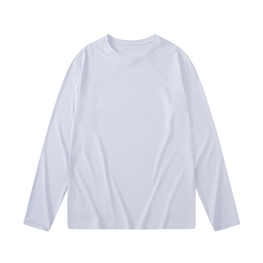 Men's loose round neck long sleeved T-shirt in white