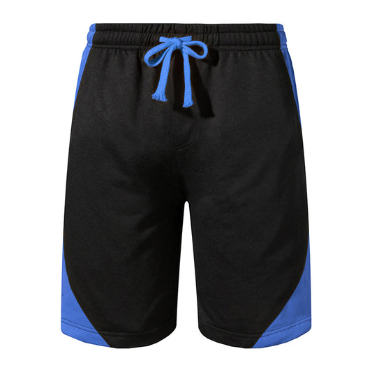 Men's color blocked five quarter sports shorts blue