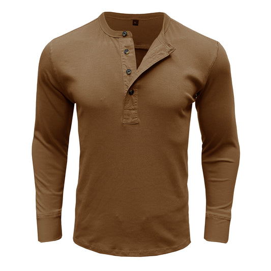 Men's solid round neck slim fit T-shirt Brown