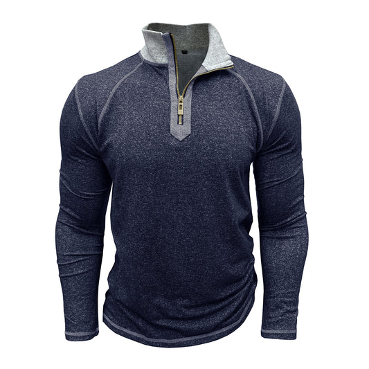 Men's zip-necked slim t-shirt in royal blue
