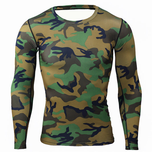 Men's breathable quick-drying sports long-sleeved T-shirt maroon