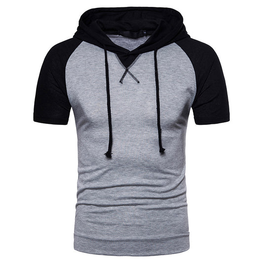 Men's Raglan Hooded Short Sleeve T-Shirt Dark Gray
