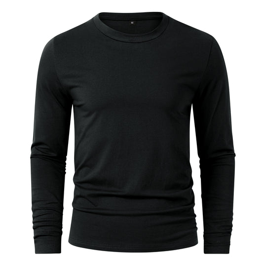 Men's Solid Color Round Neck Long Sleeve T-Shirt Brown
