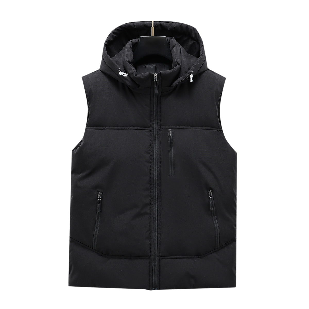 Men's solid color zipper casual vest black