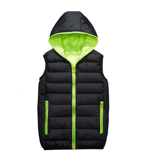 Men's autumn and winter warm casual plus size vest black fluorescent green