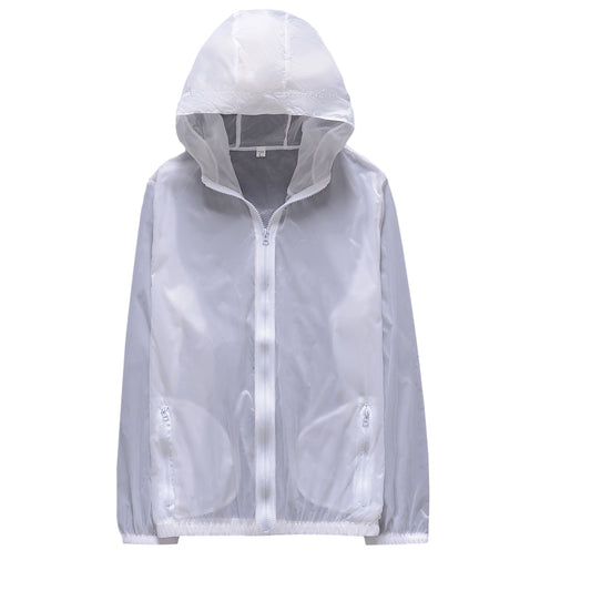 Men's hooded summer thin sunscreen suit white