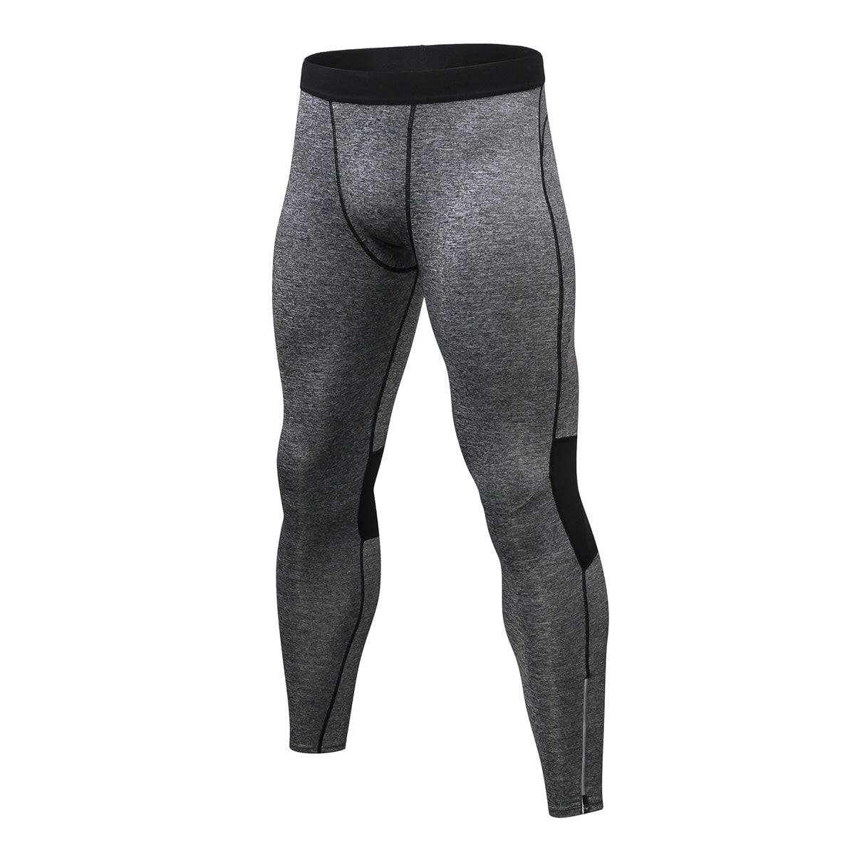 Men's zipper reflective quick drying sports pants light floral gray black line
