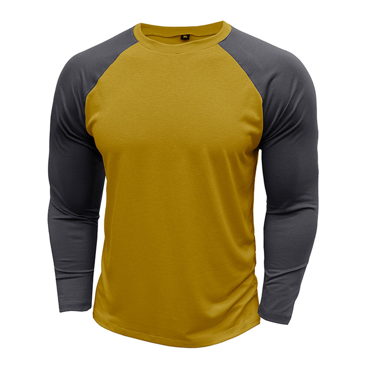 Men's Color Block Long Sleeve T-Shirt Khaki