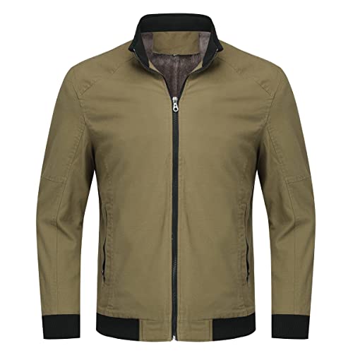 YOUTHUP Mens Bomber Jacket Micro Fleece Lined Spring Casual Cargo Windbreaker Jacket