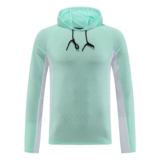 Men's hooded color matching sports sweatshirt light green