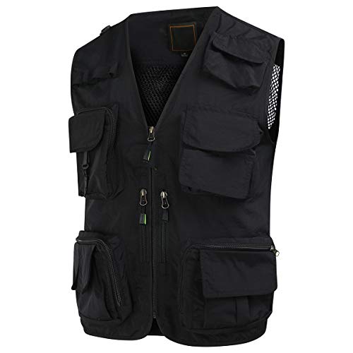 YOUTHUP Men's Outdoor Safari Outwear Gilet Hunting Hiking Fishing Multi Pocket Cargo Vest Quick Dry Photography Mesh Waistcoat Top